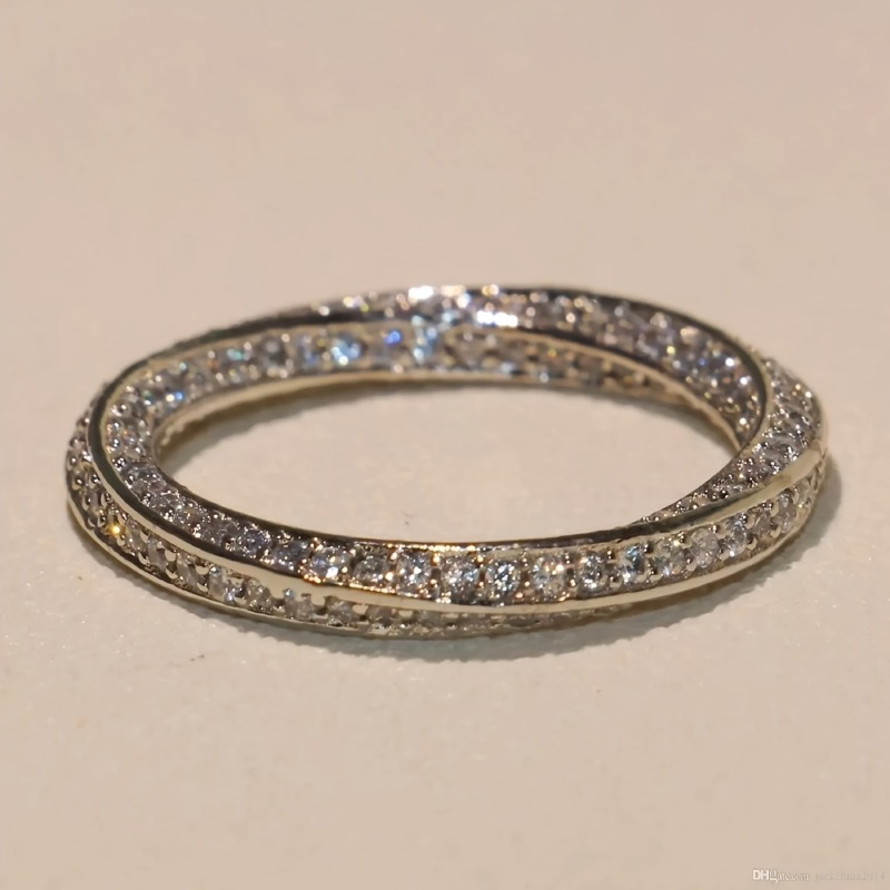 Women's Twisted Band Eternal Ring with Zirconia - April Birthstone
